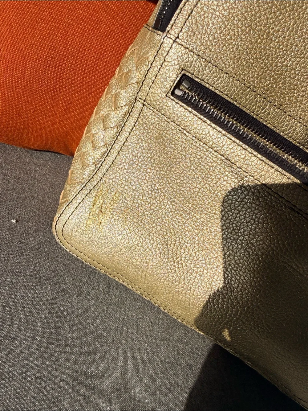 Bottega Veneta Intrecciato Golden Leather Backpack Rucksack authentic excellent